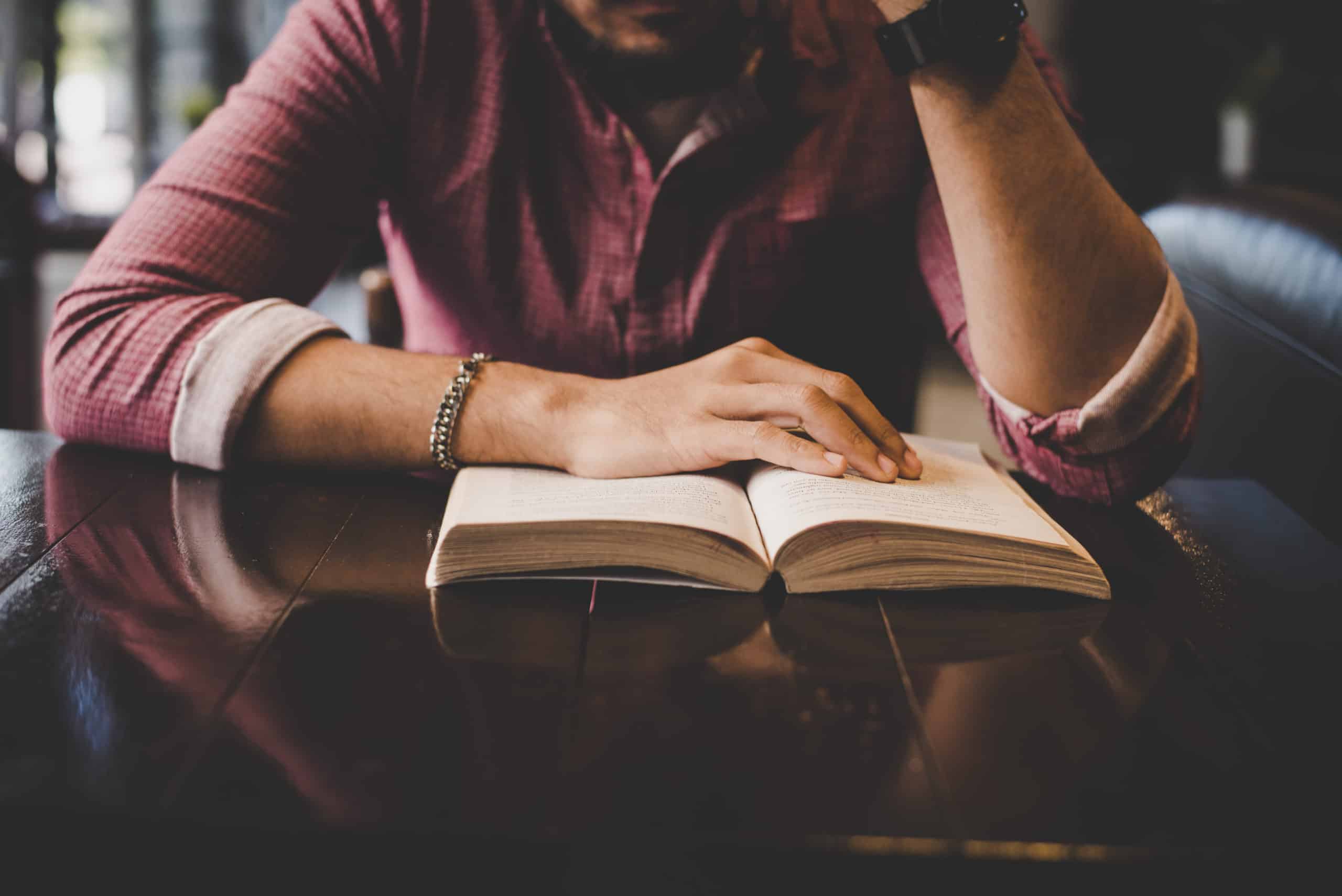 Bearded Man Studying Book