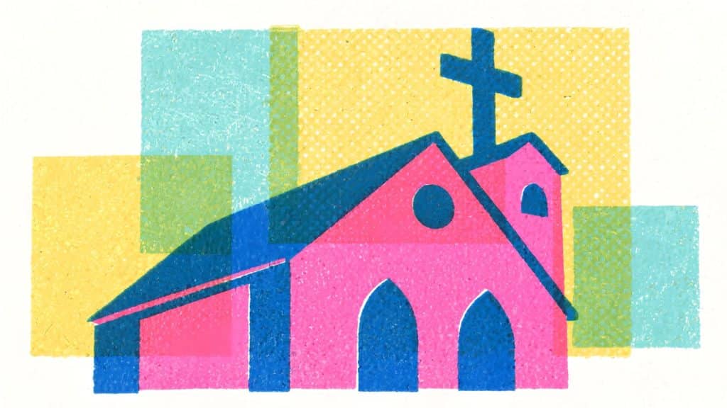 Graphic of a Church Shaded in Different Colors