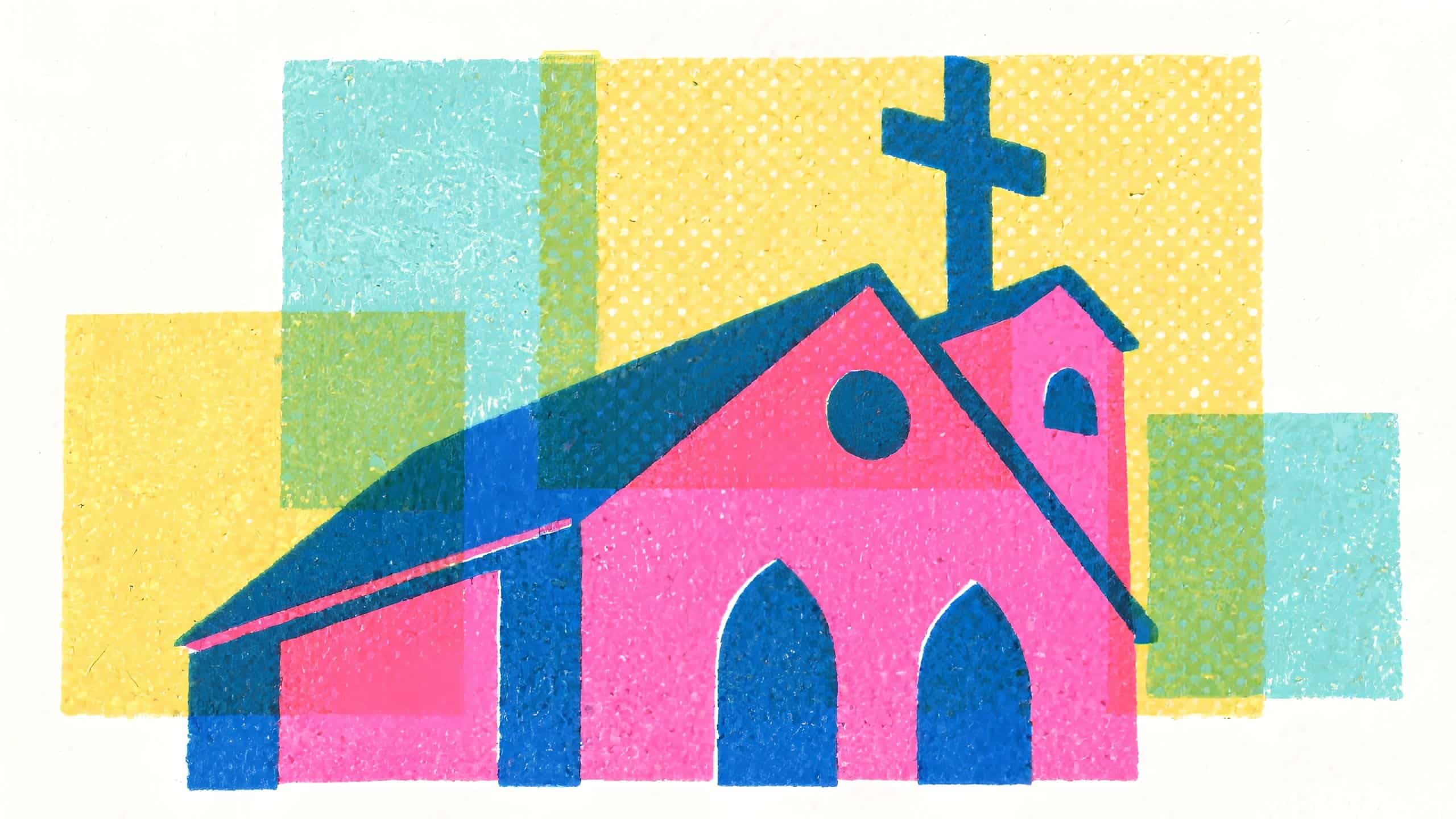 Graphic of a Church Shaded in Different Colors