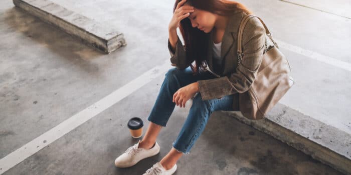 Woman Stressed Out In Parking Lot